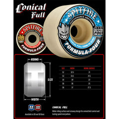 Spitfire Formula Four Skateboard Wheels - Conical 53mm - Yellow