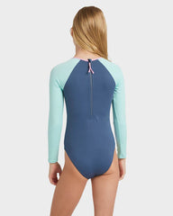 Roxy Girls 8 - 16 Colourblock LS Onesie Swimsuit - Vintage Indigo