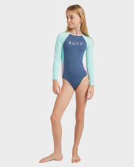 Roxy Girls 8 - 16 Colourblock LS Onesie Swimsuit - Vintage Indigo