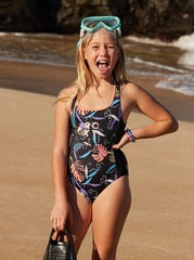 Roxy 8-16 Active Girls One Piece Swimsuit - Anthracite Active