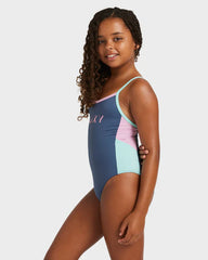 Roxy Girls 8 - 16 Colourblock One-Piece Swimsuit - Vintage Indigo