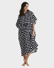 Roxy Hooded Towel - Gentle Offshore - Black/White Check