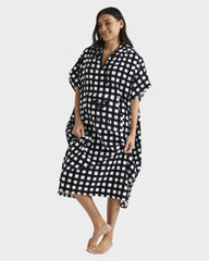 Roxy Hooded Towel - Gentle Offshore - Black/White Check