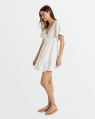 Roxy Sun and Sand Wrap Solid Dress - Snow White