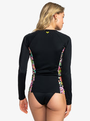 Roxy Active LS Zipped Rashie Lycra - Anthracite Floral Escape