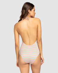 Roxy Wavy Stripe One Piece - Papaya Wavy Stripe