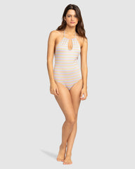 Roxy Wavy Stripe One Piece - Papaya Wavy Stripe