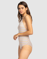 Roxy Wavy Stripe One Piece - Papaya Wavy Stripe