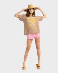Roxy Sunny Oversized Enzyme Wash Tee - Portabella
