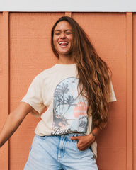 Roxy Sunnyoversize Stone Wash Tee - Parchment