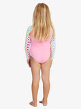 Roxy Rainbow Check Onesie LS Swimsuit - Bright White Check