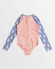 Roxy Girls Tiles LS Onesie Rash Vest - Amparo Blue