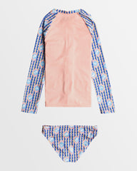 Roxy Girls Tiles LS Onesie Rash Vest - Amparo Blue