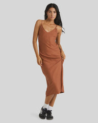 RVCA Everyday Bias Midi Dress - Mocha Bisque