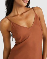 RVCA Everyday Bias Midi Dress - Mocha Bisque