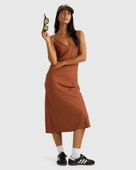 RVCA Everyday Bias Midi Dress - Mocha Bisque