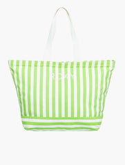 Roxy Strippy Beach Tote Bag - Jade Lime