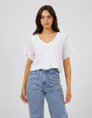 All About Eve Maude Short Sleeve Shirt - White