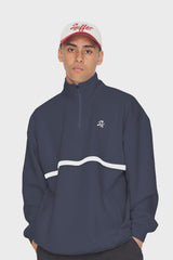 Huffer Mens Club 1/4 Zip Crew - Navy/Chalk