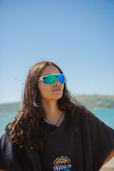 Moana Rd Roadsters Sunglasses - White Blue lens