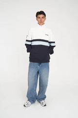 Huffer Panel 1/4 Zip Check - Navy/Blue/Chalk