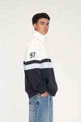 Huffer Panel 1/4 Zip Check - Navy/Blue/Chalk