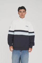Huffer Panel 1/4 Zip Check - Navy/Blue/Chalk