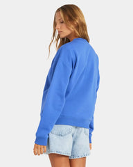Roxy Perfect Place Crew Brushed Jumper - Dazzling Blue