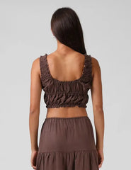 RPM Shirred Crop Top - Chocolate