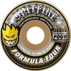 Spitfire Formula Four Skateboard Wheels - Conical 53mm - Yellow