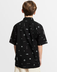 Quiksilver Youth Peaceful Chaos SS Shirt - Black/White