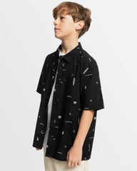 Quiksilver Youth Peaceful Chaos SS Shirt - Black/White