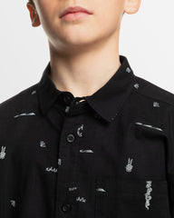 Quiksilver Youth Peaceful Chaos SS Shirt - Black/White