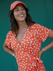 Roxy Indigo Sand Midi Wrap Dress - Tiger Lily Flower Rain