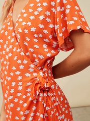 Roxy Indigo Sand Midi Wrap Dress - Tiger Lily Flower Rain