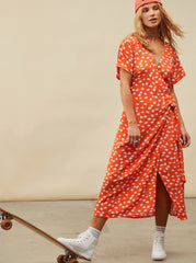 Roxy Indigo Sand Midi Wrap Dress - Tiger Lily Flower Rain