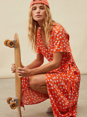 Roxy Indigo Sand Midi Wrap Dress - Tiger Lily Flower Rain