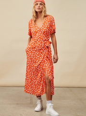 Roxy Indigo Sand Midi Wrap Dress - Tiger Lily Flower Rain