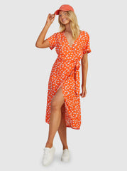 Roxy Indigo Sand Midi Wrap Dress - Tiger Lily Flower Rain