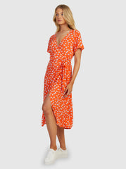Roxy Indigo Sand Midi Wrap Dress - Tiger Lily Flower Rain