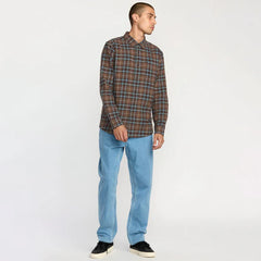Volcom Caden Plaid LS Shirt- Brownstone