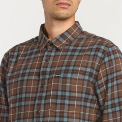 Volcom Caden Plaid LS Shirt- Brownstone