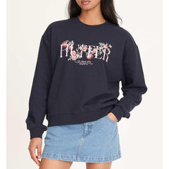 Huffer Womens Slouch Crew 350/Garden Party - Navy