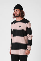 RPM Stripe L/S Tee - Black/Sand