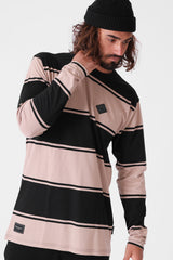 RPM Stripe L/S Tee - Black/Sand