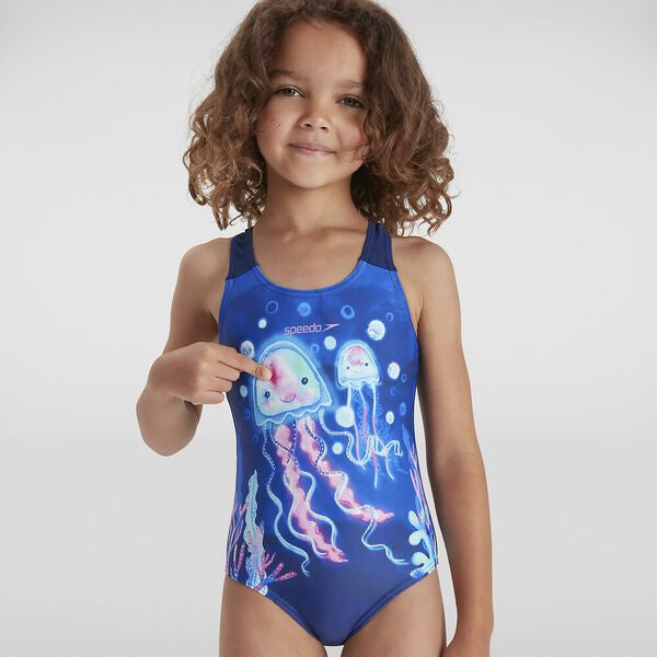 Speedo Toddler Girls Digital Placement Swimsuit - Blue – Out There Surf