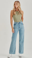 Junkfood Avril Wide Leg No Rips Jeans - Blue
