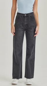 Junkfood Avril Wide Leg No Rips Jeans - Black