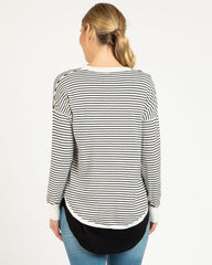Betty Basics Sophie Knit Jumper - White/Black Stripe