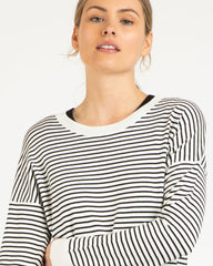 Betty Basics Sophie Knit Jumper - White/Black Stripe